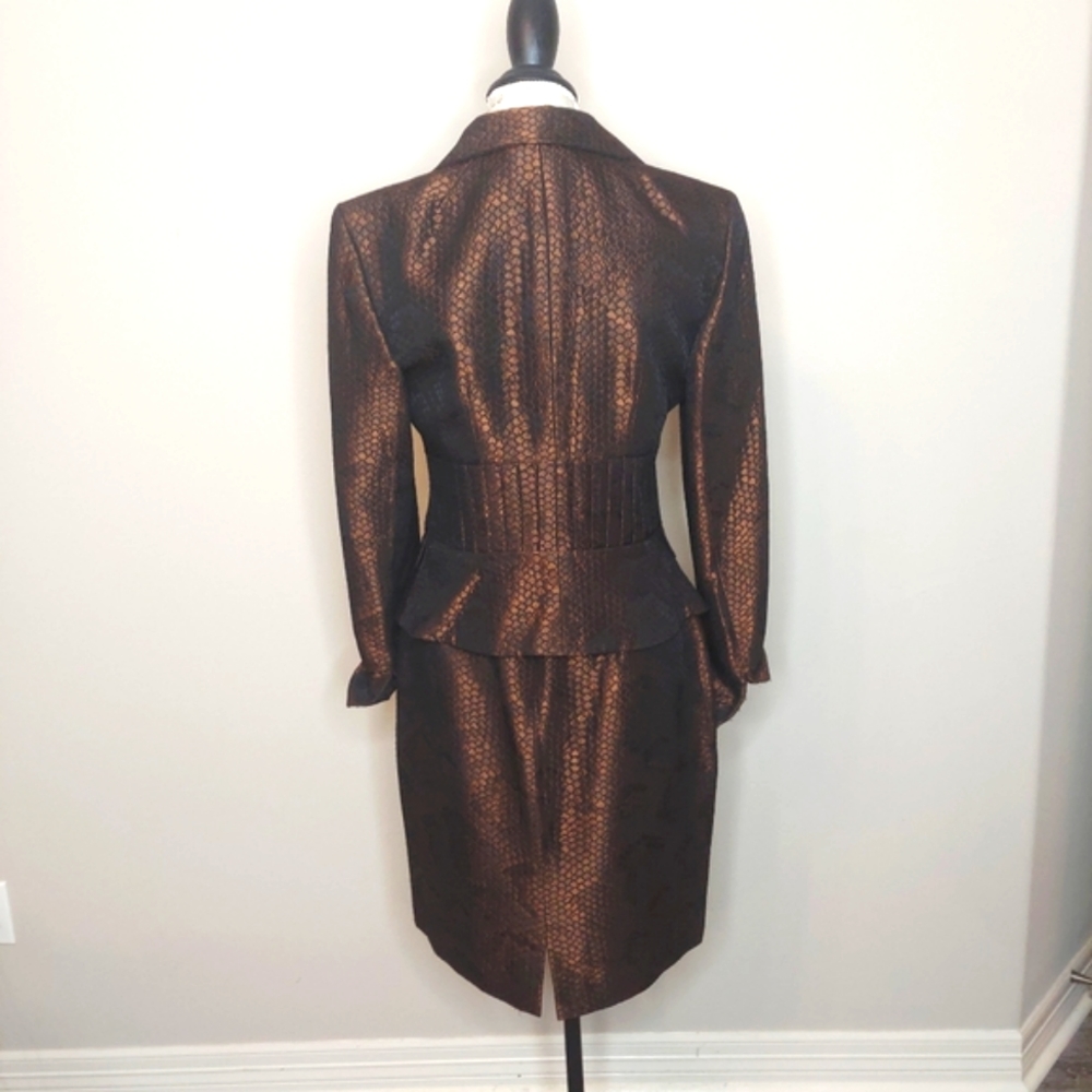 Kay Unger Brown Formal Blazer Skirt Suit Size 6 - Picture 3 of 7